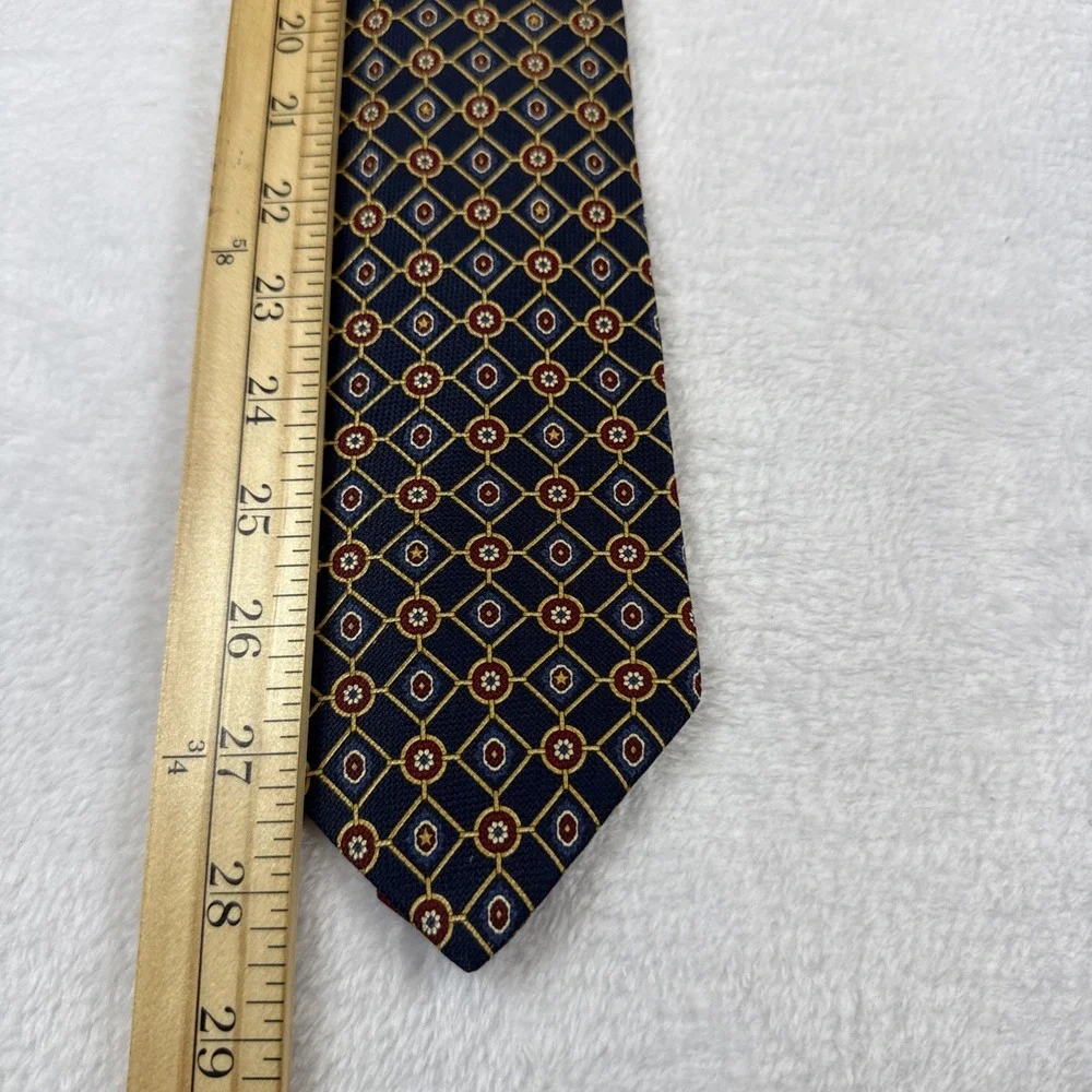 Tommy Hilfiger 100% Italian Silk Tie Vintage 90s Bi-Color, Geometric Design USA